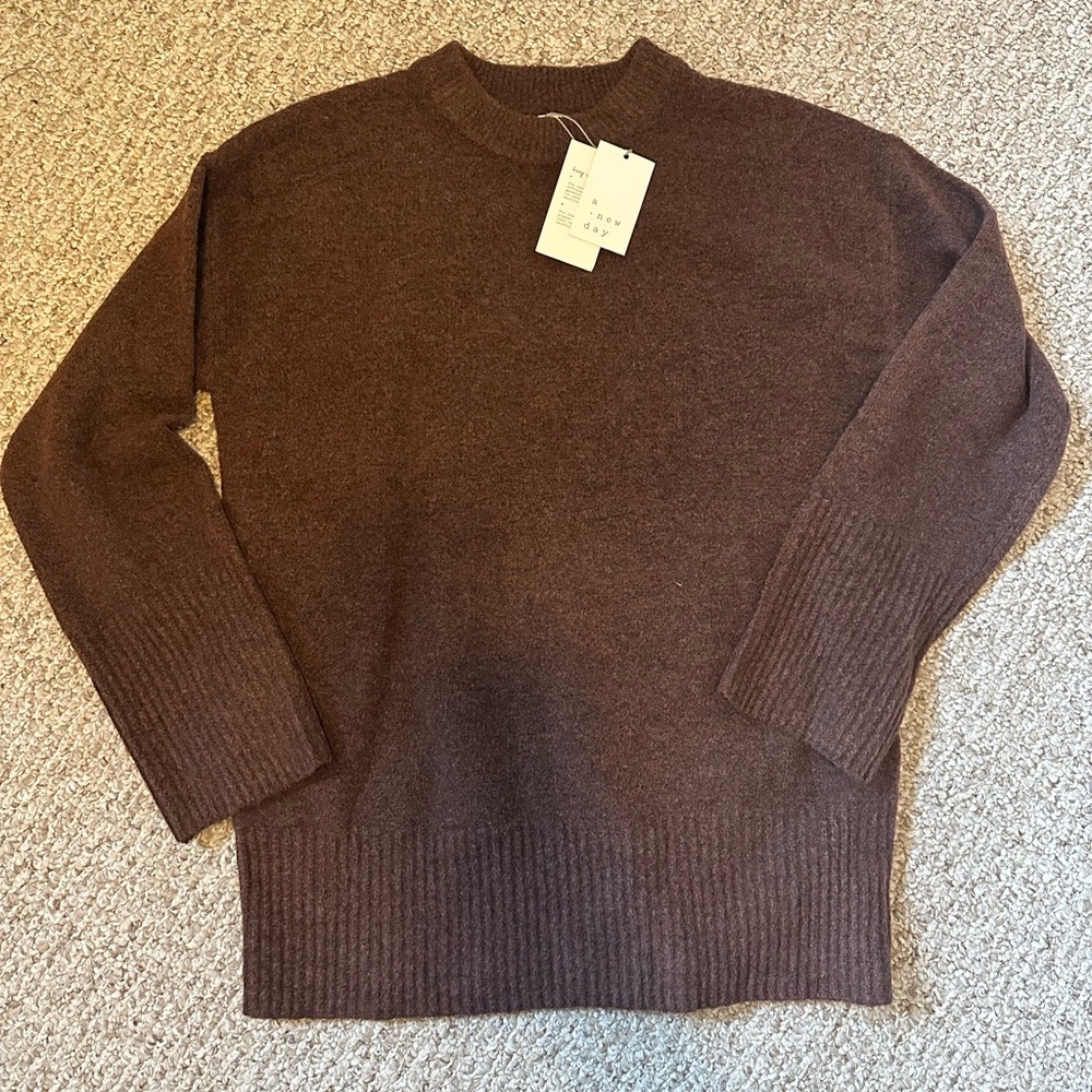 Cashmere-like Brown Knit Sweater